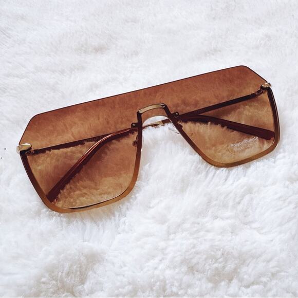 Kalia Clear Brown Rimless Sleek Sunglasses - Picture 4 of 11